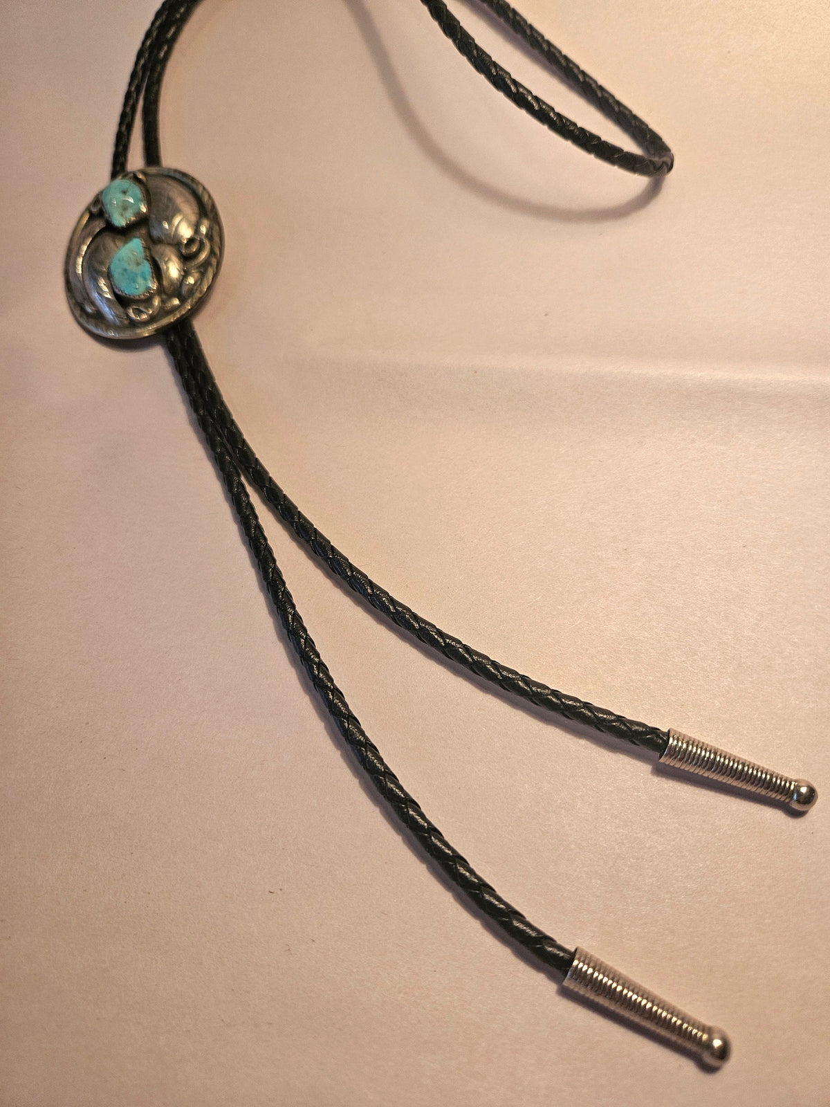 Vintage Native American Sterling Turquoise Bolo Tie or Necklace