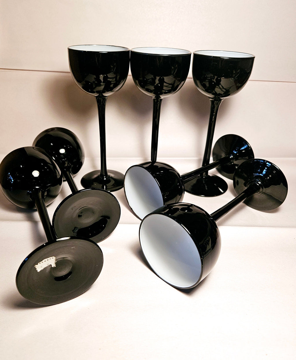 Mid century Carlo Moretti Venetian cased glass stemware cordials set of 7
