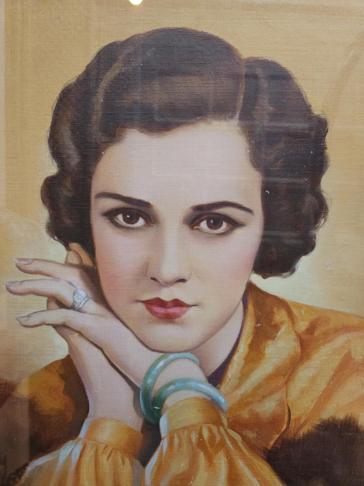 Vintage art deco starlet portrait painting