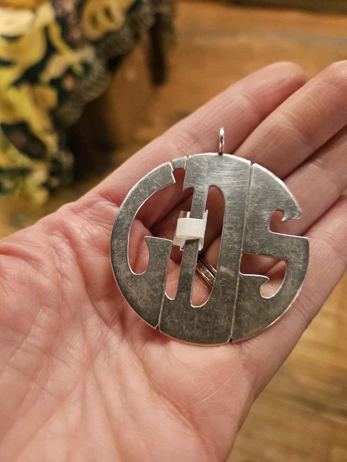 Vintage Sterling Initials pendant GDS initials keychain Lenore Doscow