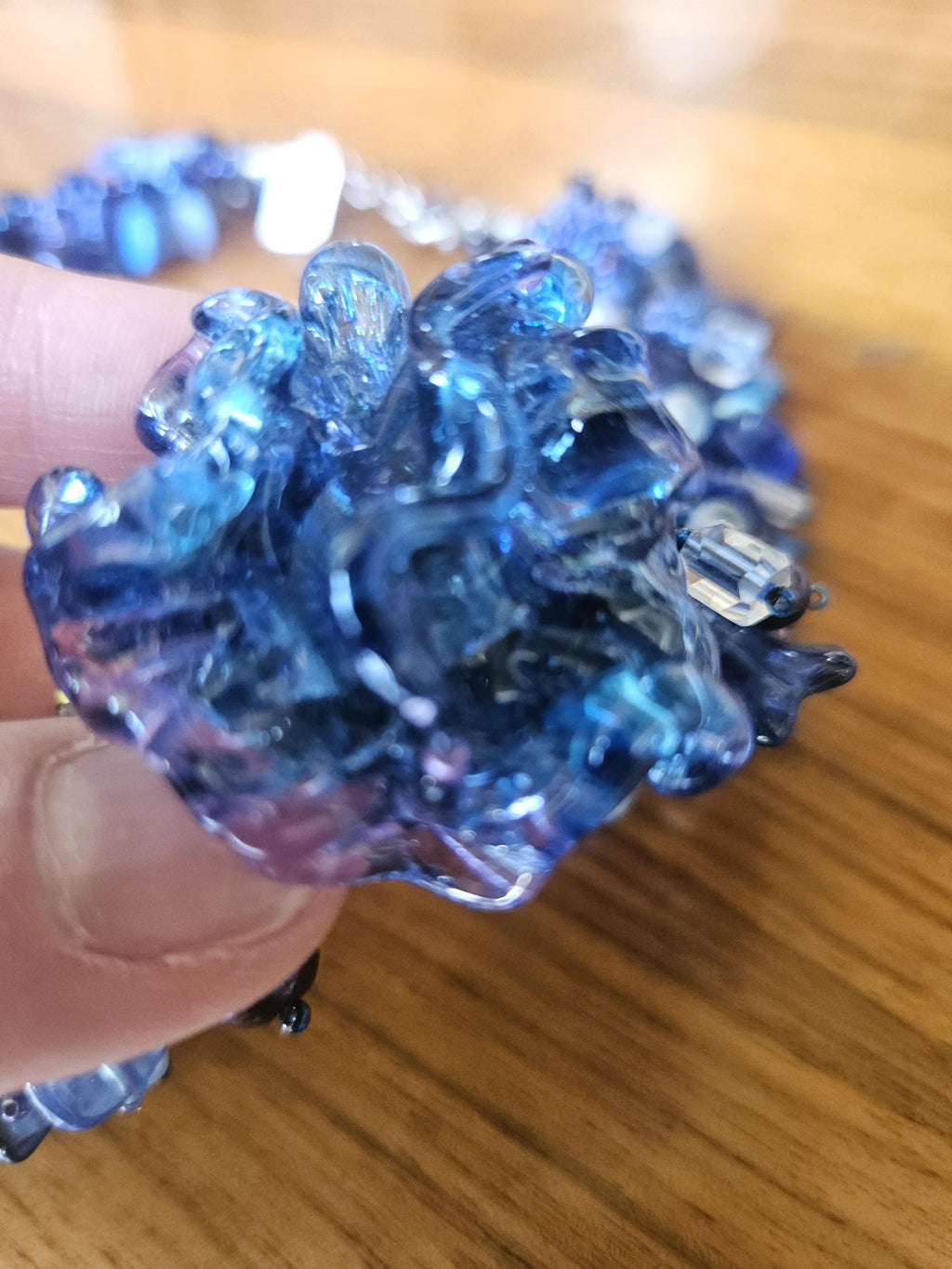 Vintage beaded Azure, cobalt, cerulean Blue necklace