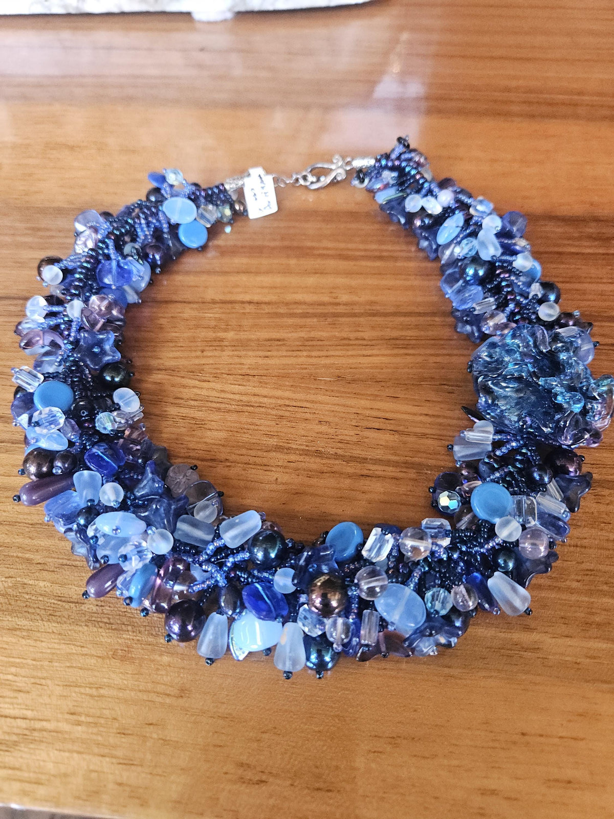 Vintage beaded Azure, cobalt, cerulean Blue necklace