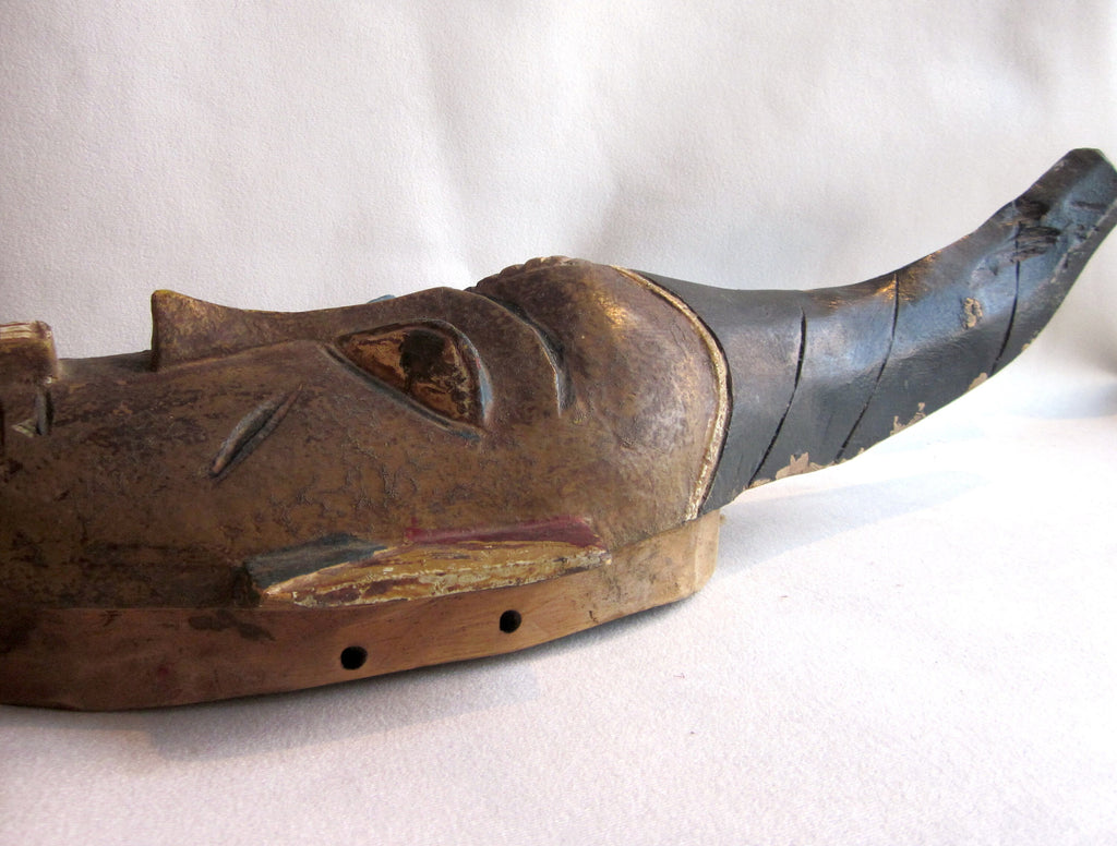 Vintage Baule Portrait Mask, West African Wood Carving, Tribal Art
