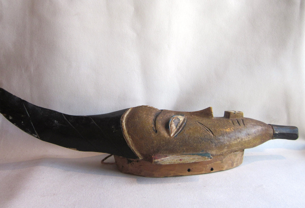 Vintage Baule Portrait Mask, West African Wood Carving, Tribal Art