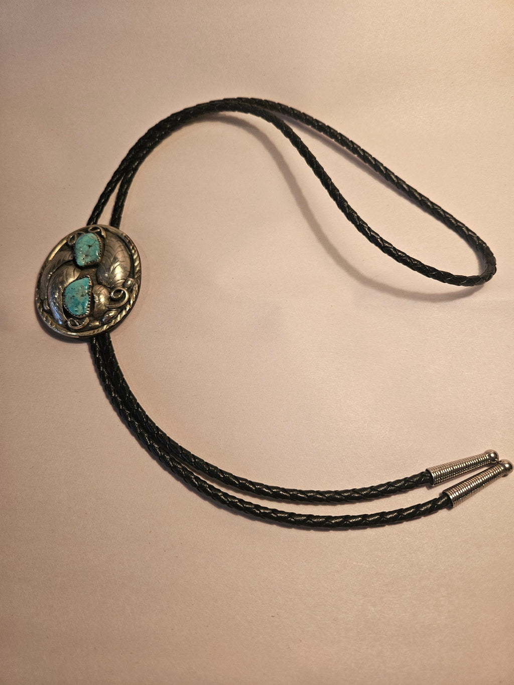 Vintage Native American Sterling Turquoise Bolo Tie or Necklace