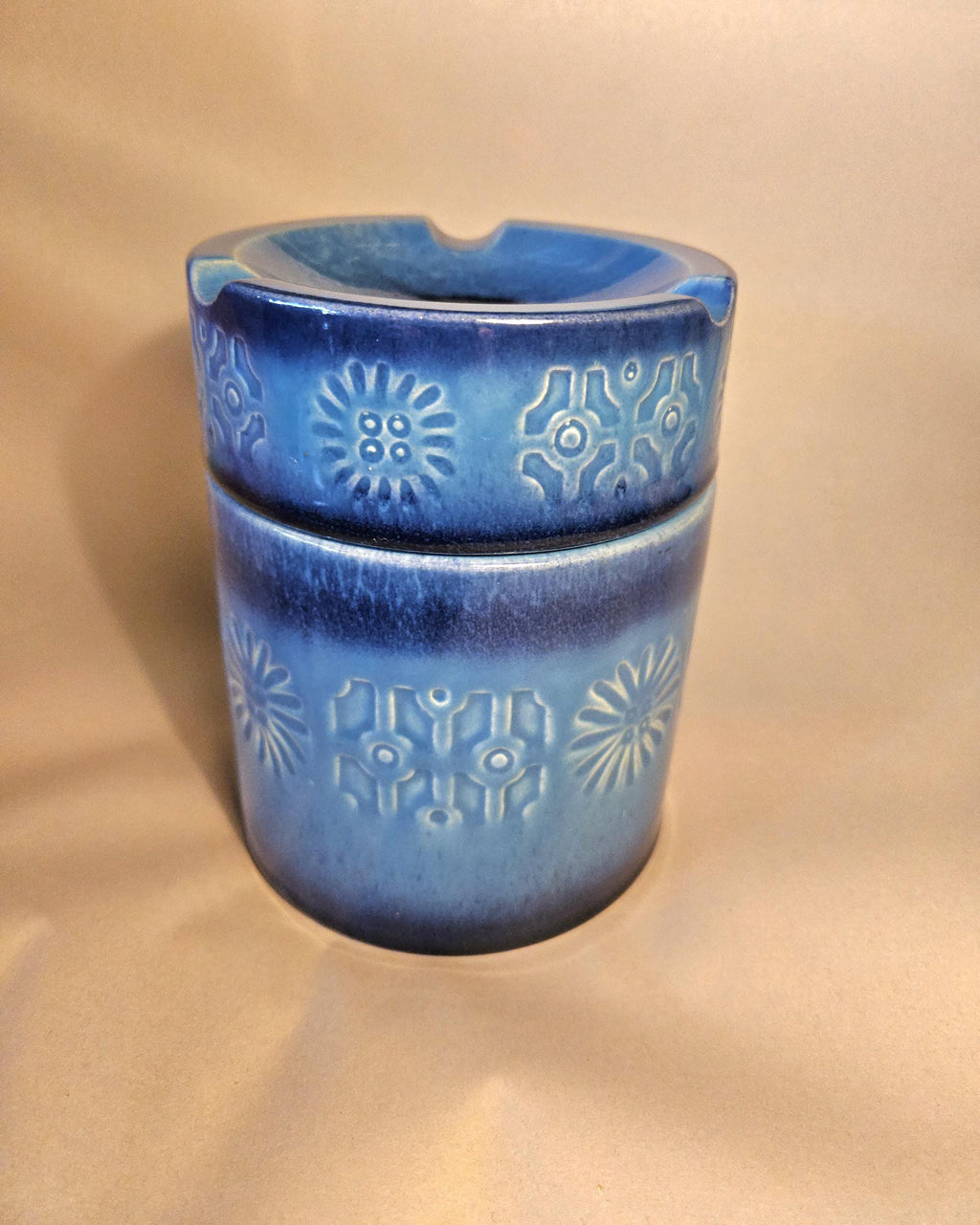 Mid Century Danish Modern Humidor Ashtray Turquoise Pottery Stash Box