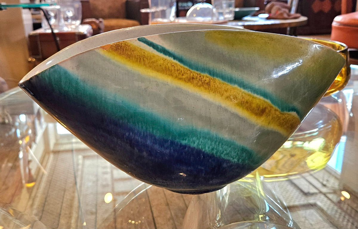 Mid century Alvino Bagni for Raymor Glazed Large Pottery Bowl