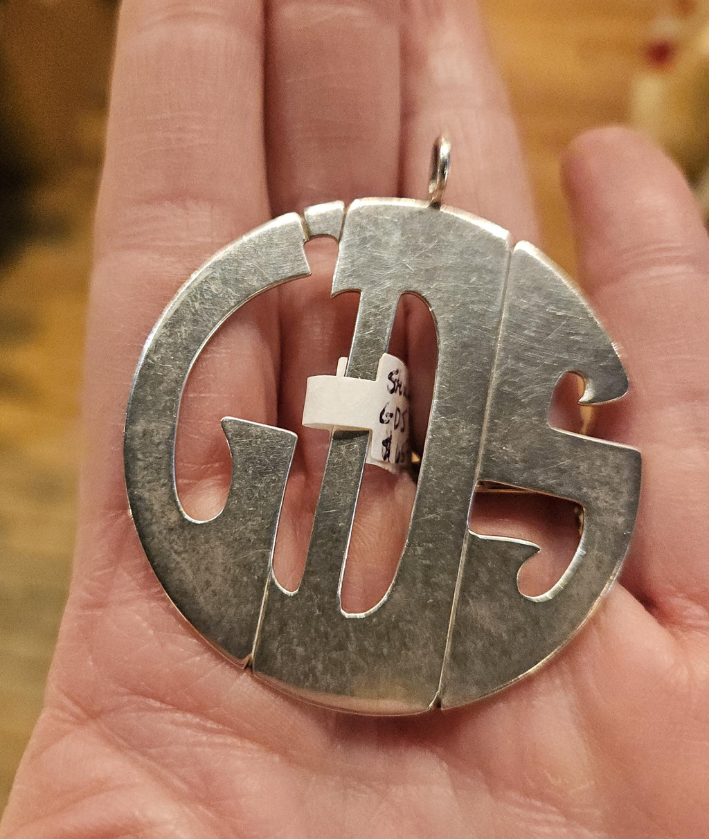 Vintage Sterling Initials pendant GDS initials keychain Lenore Doscow