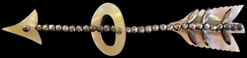 Large and rare Victorian Arrow Brooch from Cut Steel and Mother of Pearl