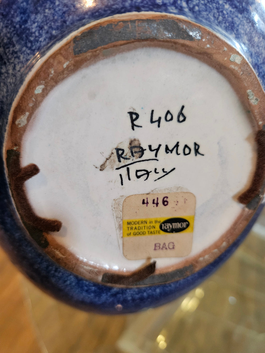 Mid century Alvino Bagni for Raymor Glazed Large Pottery Bowl
