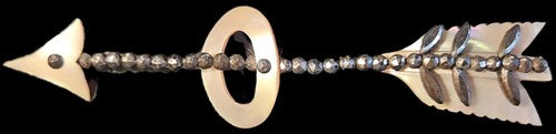 Large and rare Victorian Arrow Brooch from Cut Steel and Mother of Pearl