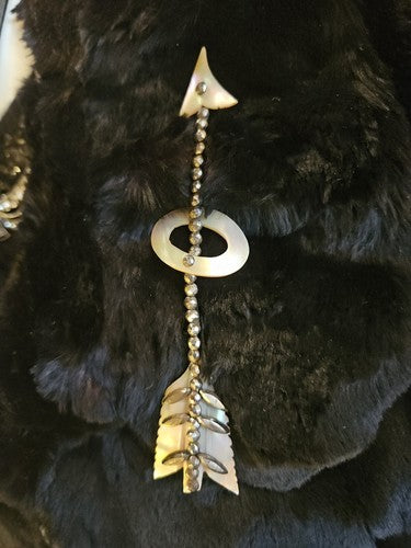 Large and rare Victorian Arrow Brooch from Cut Steel and Mother of Pearl