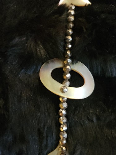 Large and rare Victorian Arrow Brooch from Cut Steel and Mother of Pearl