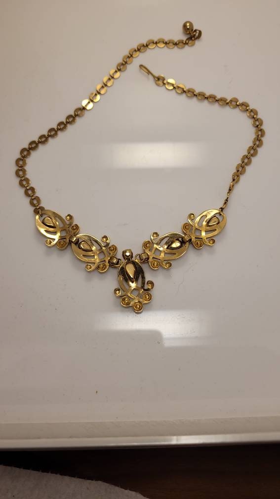 Vintage Regency style Necklace  yellow citrine orange stones