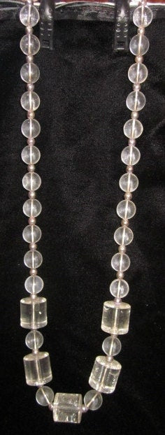 Vintage Hand Strung Acrylic/Lucite and Sterling Silver Beaded Necklace