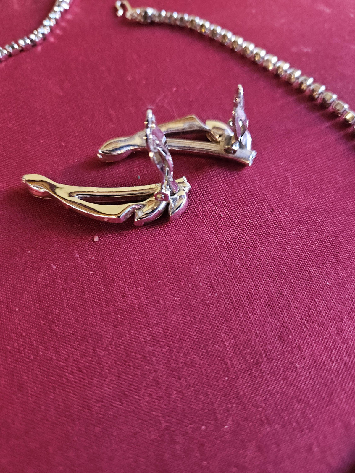 Vintage Bogoff Rhinestone Necklace Earring Set demi-parure on original Bogoff box