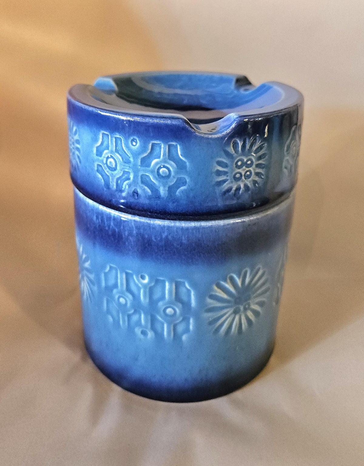 Mid Century Danish Modern Humidor Ashtray Turquoise Pottery Stash Box