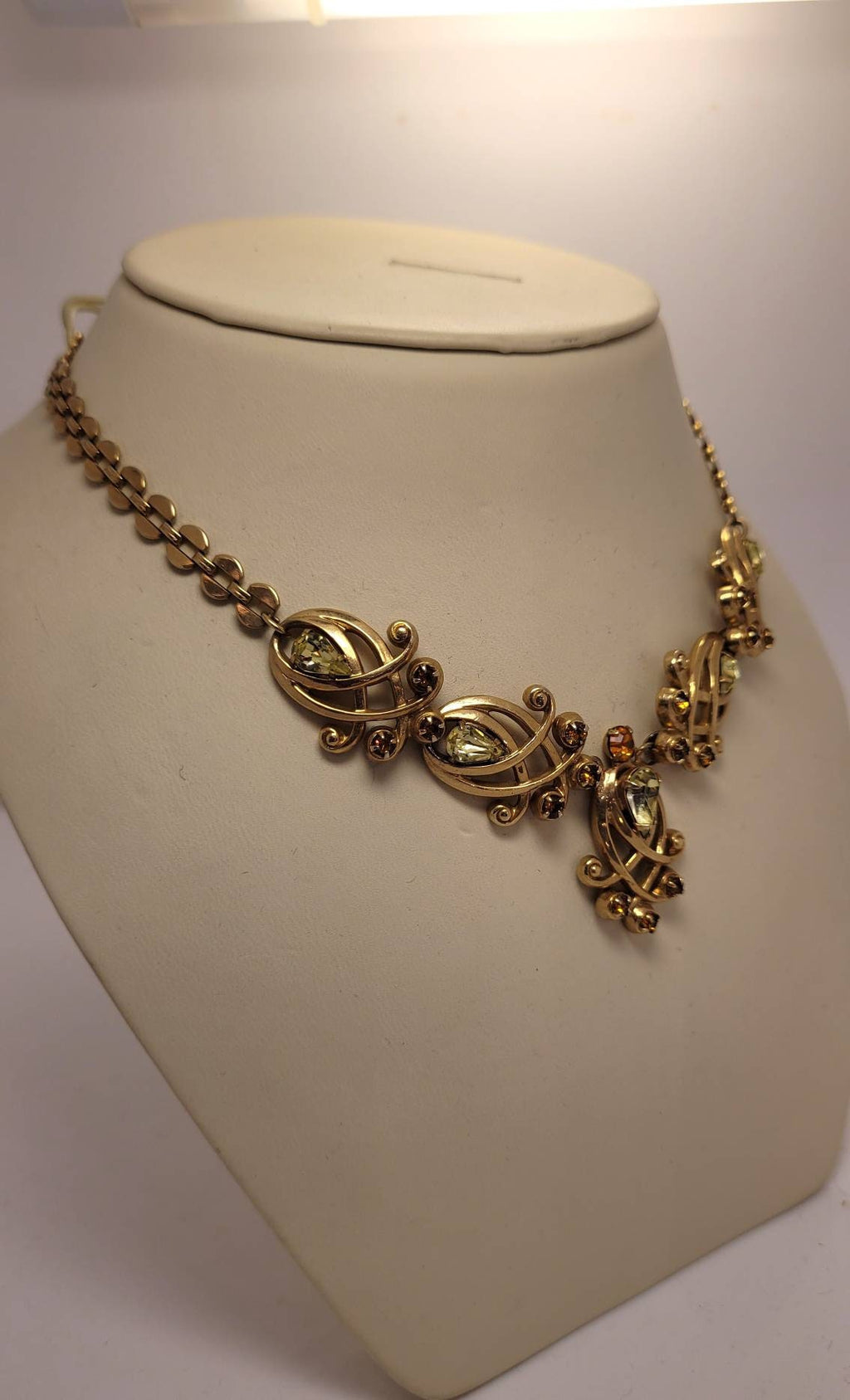 Vintage Regency style Necklace  yellow citrine orange stones