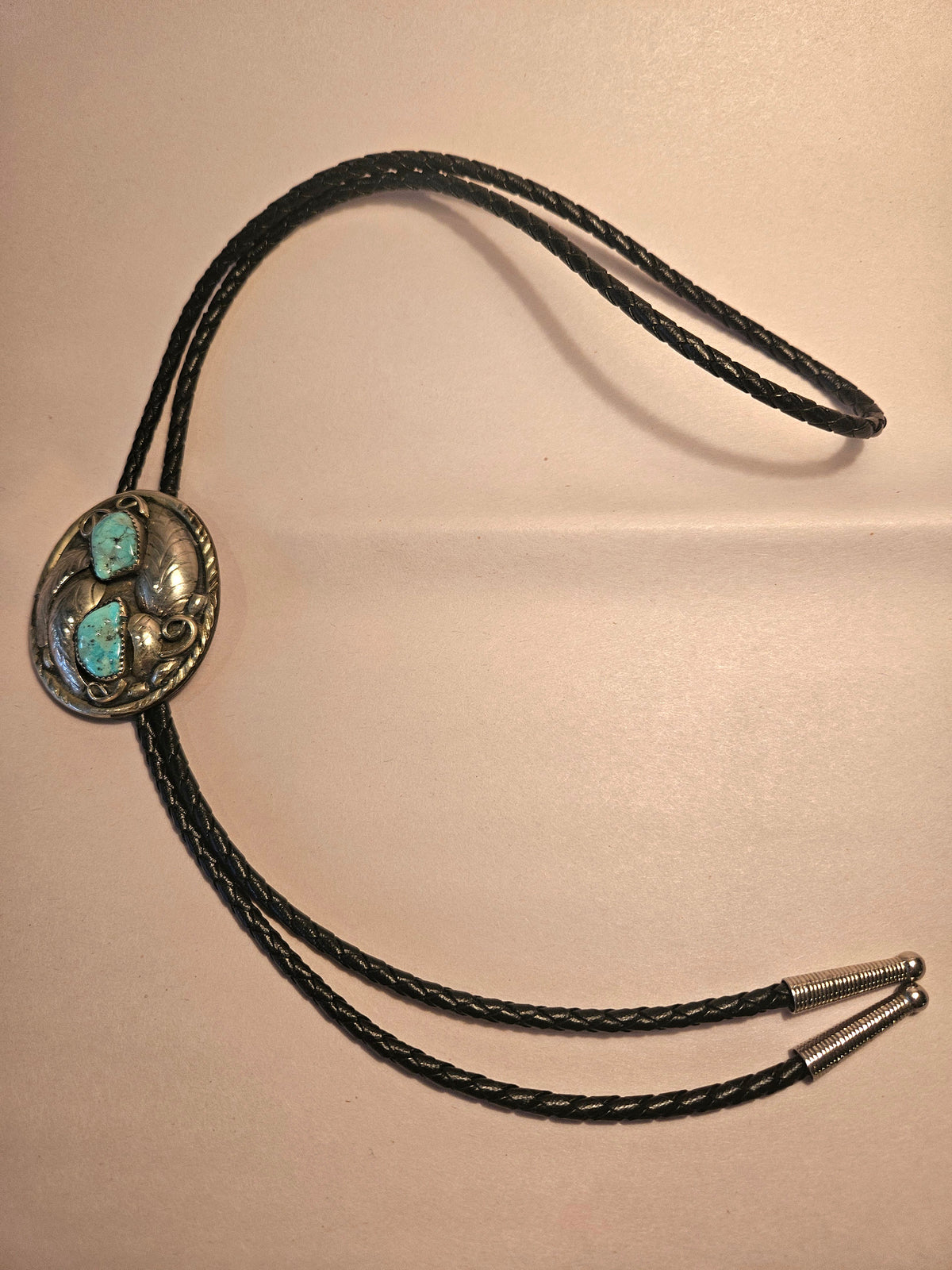 Vintage Native American Sterling Turquoise Bolo Tie or Necklace