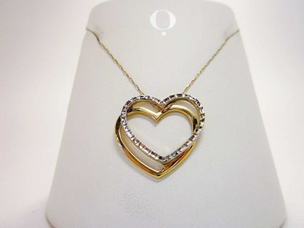 Vintage Michael Anthony 14K Gold Interlocking Hearts Necklace, 20 Inch Chain