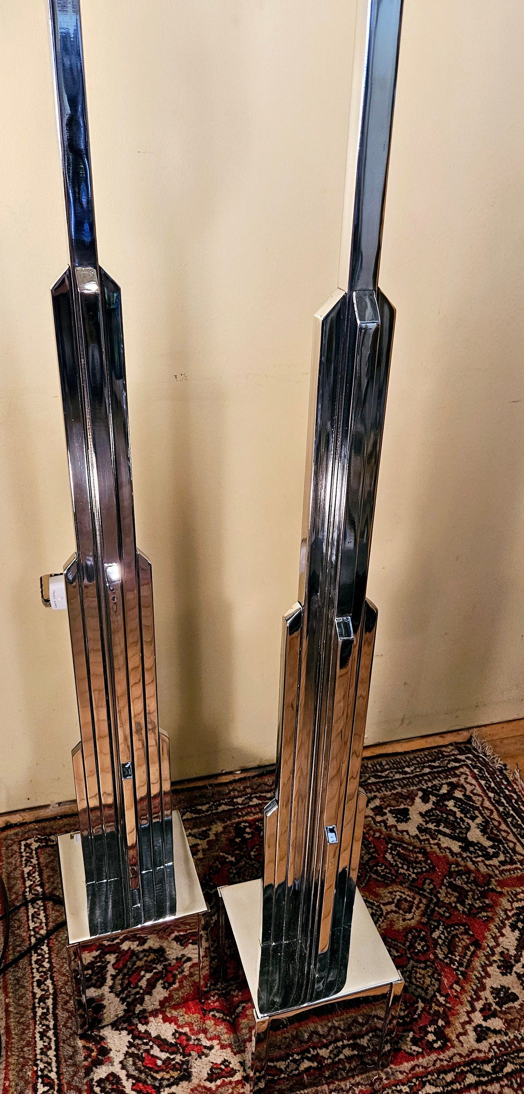 Jules Bouy True Art Deco Skyscraper Pair of Floor Lamps