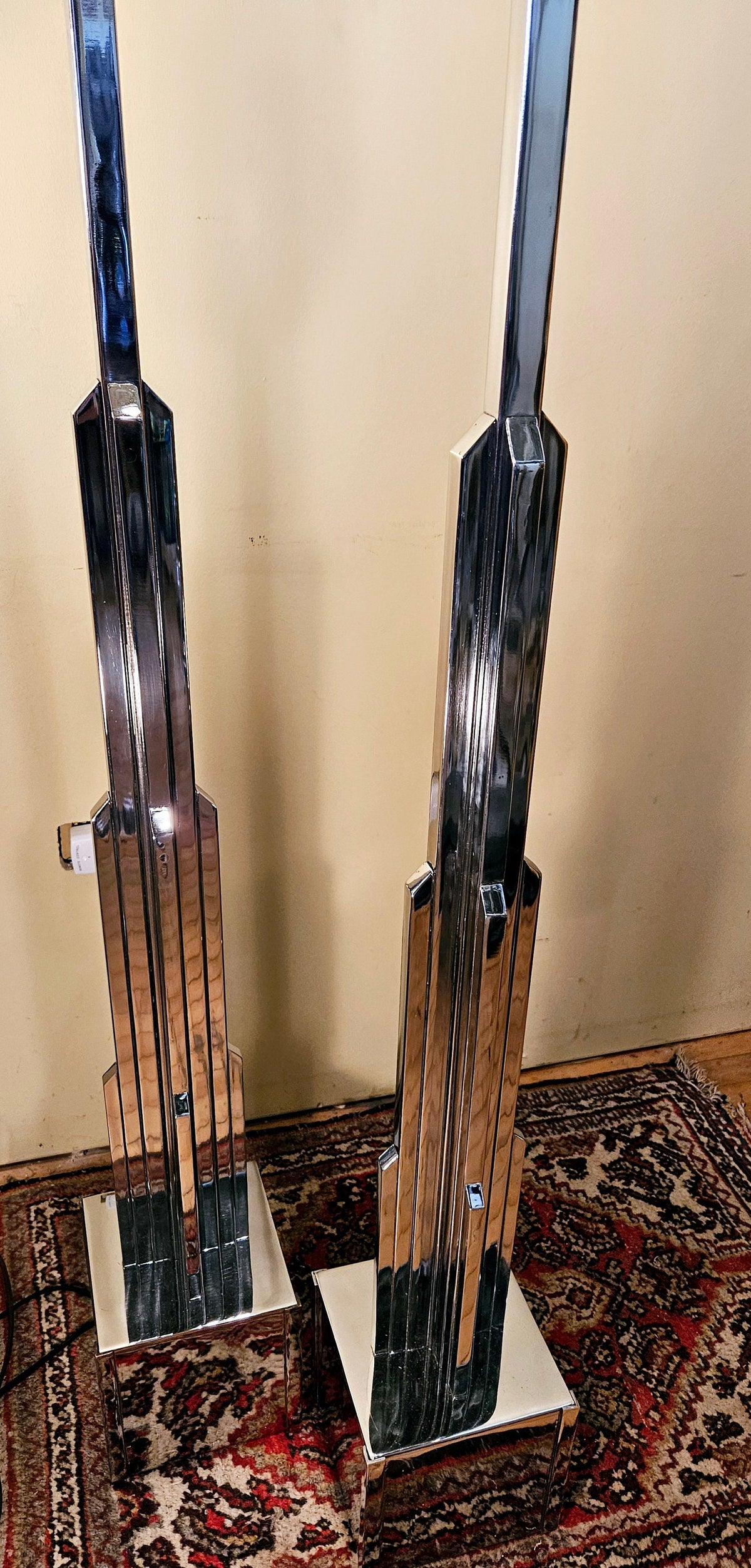 Jules Bouy True Art Deco Skyscraper Pair of Floor Lamps