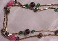 Molded Art glass necklace with Bronze Rosettes and Brass Links