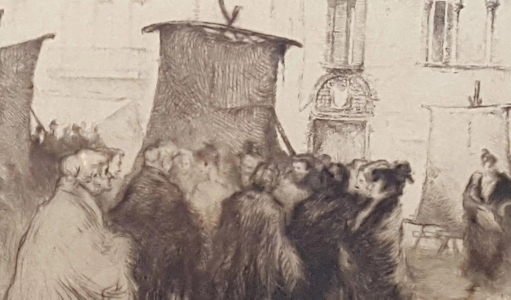 Rare Edgar Chahine "Campo Santa Margareta Venise" Venice Etching