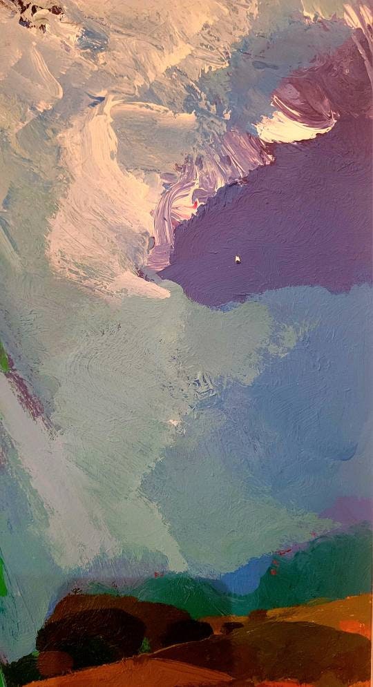 David Leverett Acrylic on board Vibrant Landscape Painting
