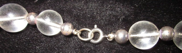 Vintage Hand Strung Acrylic/Lucite and Sterling Silver Beaded Necklace