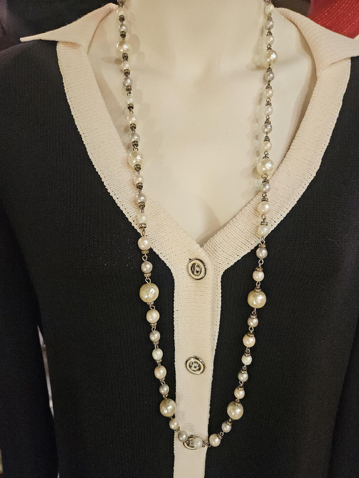 YSL Faux Baroque Pearl Necklace