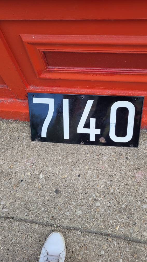 Mid Century Porcelain NYC Subway Sign, 7140, Pair