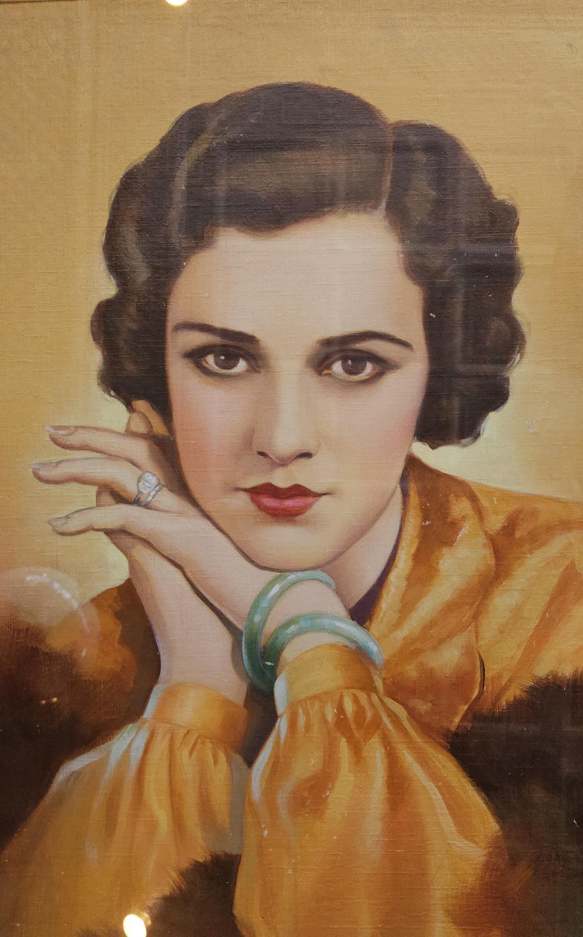 Vintage art deco starlet portrait painting
