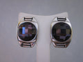 1980s Amethyst purple faceted glass clip on earrings