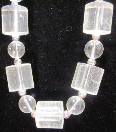 Vintage Hand Strung Acrylic/Lucite and Sterling Silver Beaded Necklace