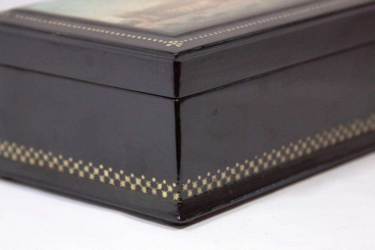Vintage Hand Painted Russian Lacquer Box, Jewelry Box
