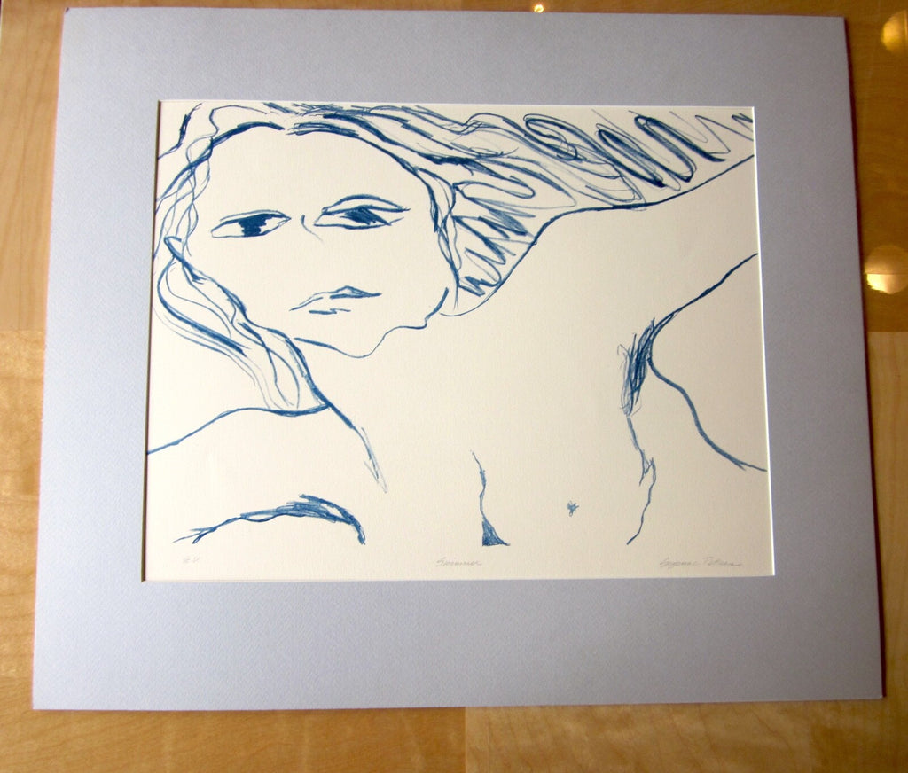1970s Vintage Suzanne Peters "Swimmer" Signed Limited Edition Nude Figural Print