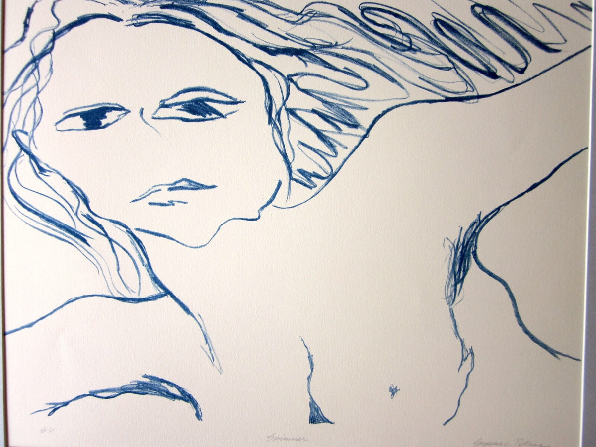 1970s Vintage Suzanne Peters "Swimmer" Signed Limited Edition Nude Figural Print