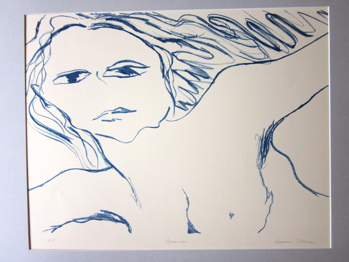 1970s Vintage Suzanne Peters "Swimmer" Signed Limited Edition Nude Figural Print