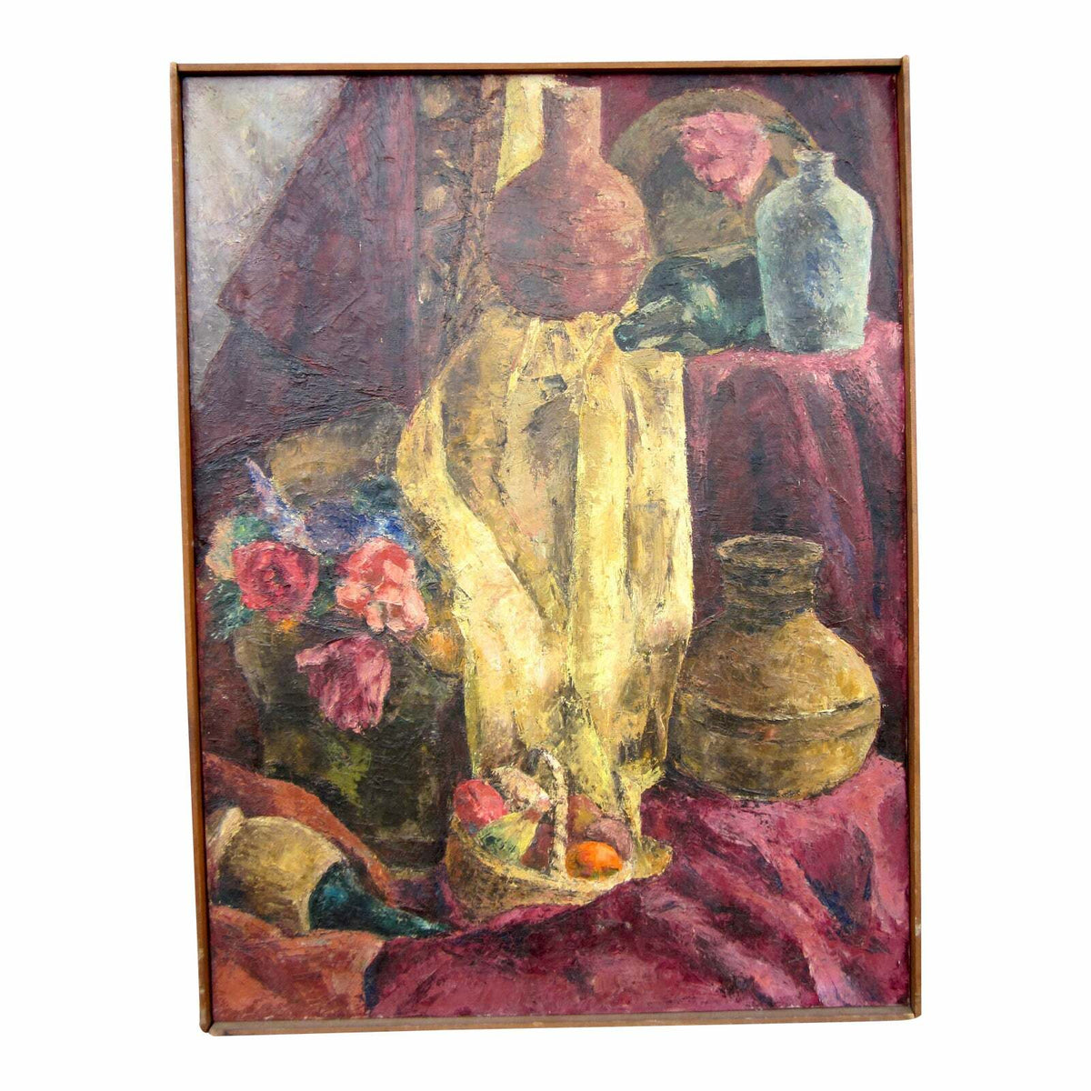 1960s Suzanne Peters Oil on Canvas Warm Tones Traditional Still Life Painting