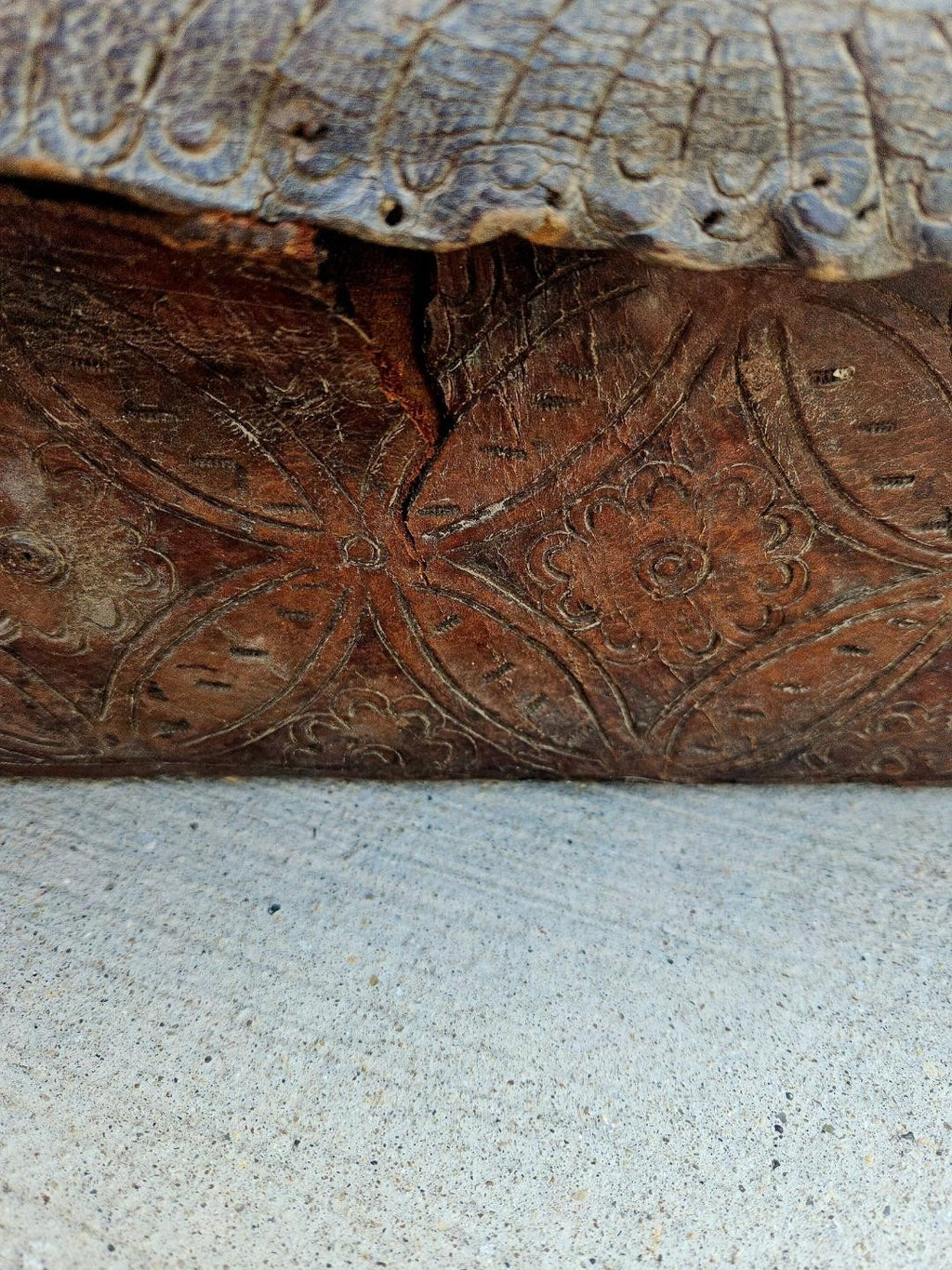 Antique Spanish Colonial Petaca Tooled Leather Coffer Box Trunk 18th Century