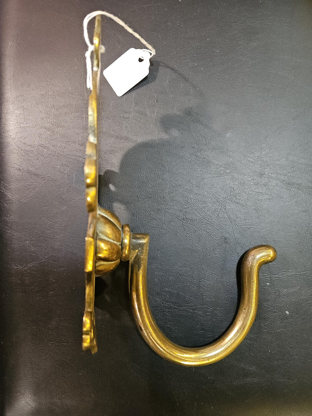 Antique Brass Coat Hook with engraved number