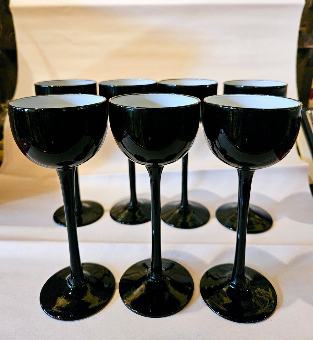 Mid century Carlo Moretti Venetian cased glass stemware cordials set of 7