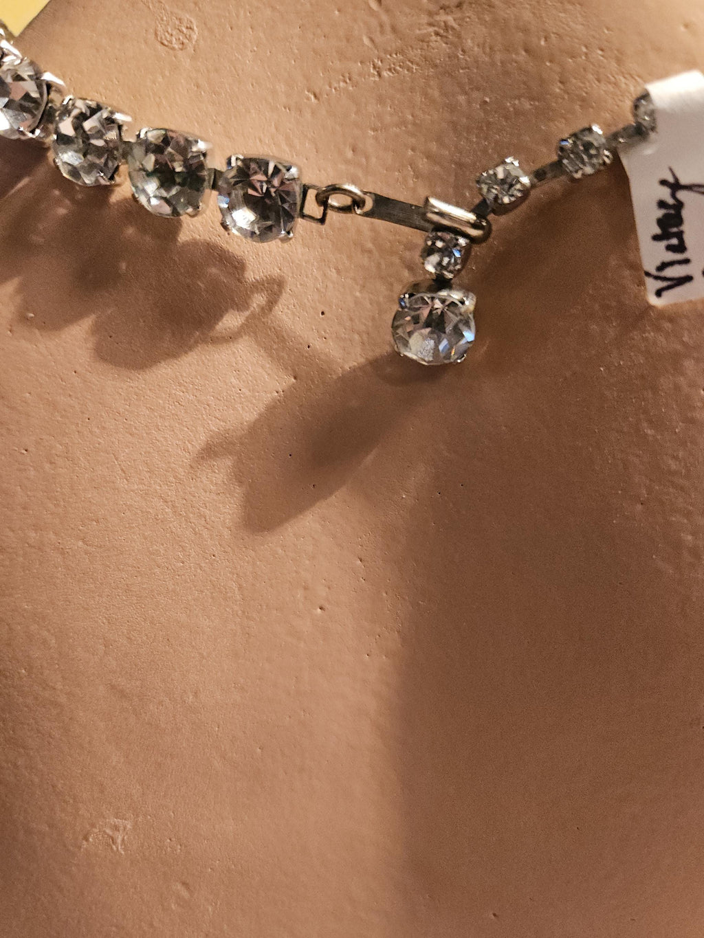 Vintage Rhinestone Choker Necklace, Bridal Black Tie, 16 inch
