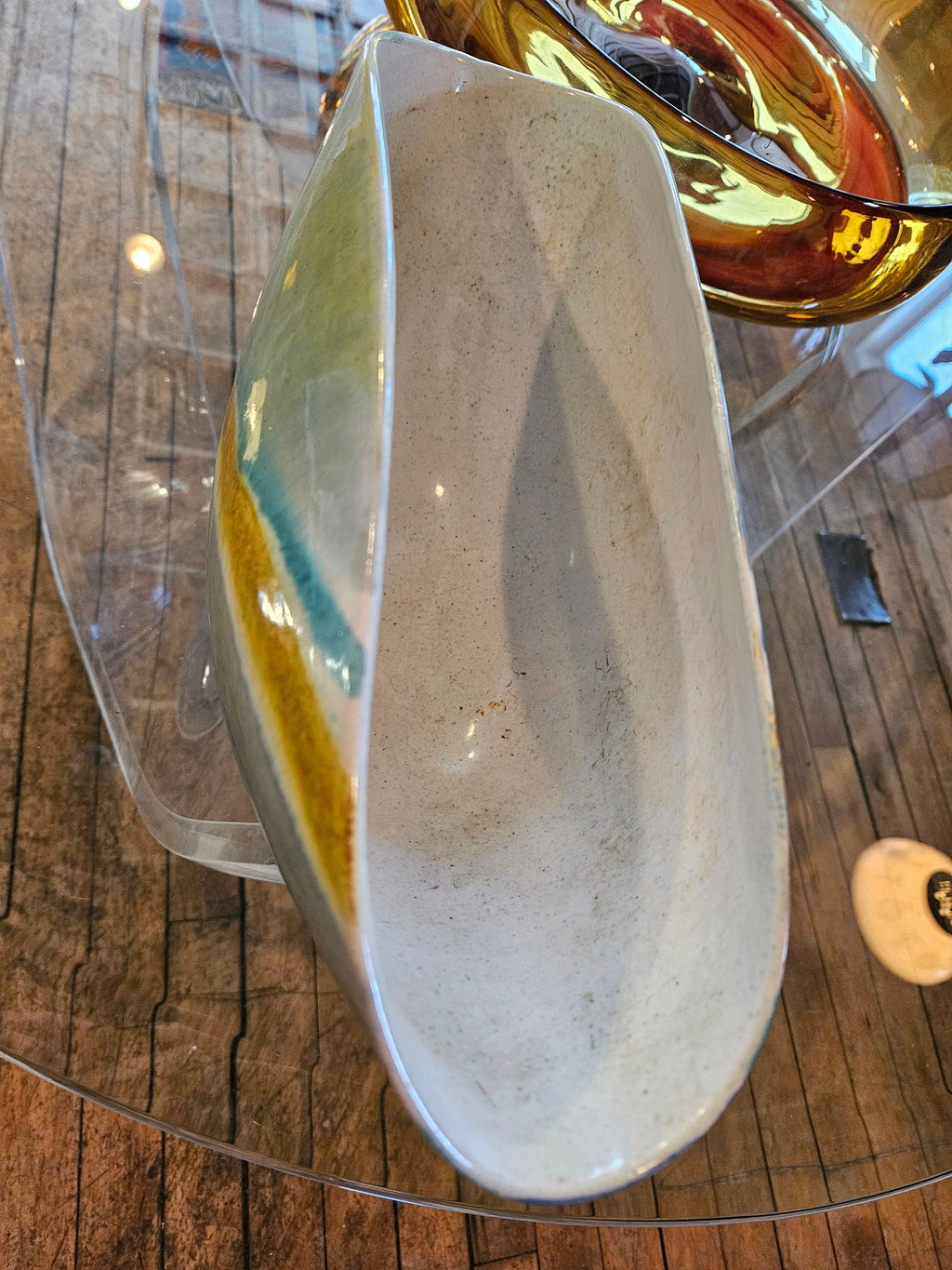 Mid century Alvino Bagni for Raymor Glazed Large Pottery Bowl