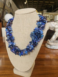 Vintage beaded Azure, cobalt, cerulean Blue necklace