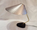 Vintage 1950s German Desk Lamp: UFO Space Age Brushed Aluminum, Marble Base