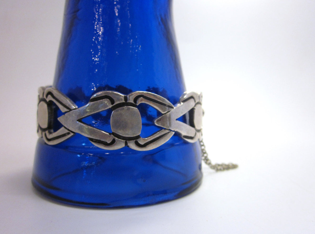 Vintage Jacob de Taxco Sterling Silver Panel Bracelet, Minimalist Openwork