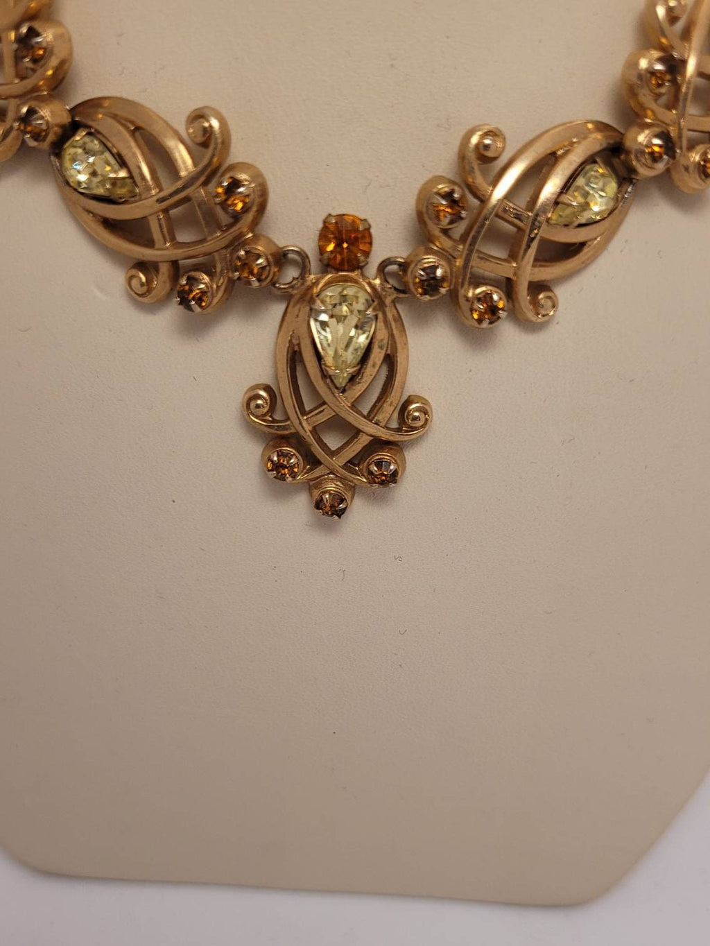 Vintage Regency style Necklace  yellow citrine orange stones