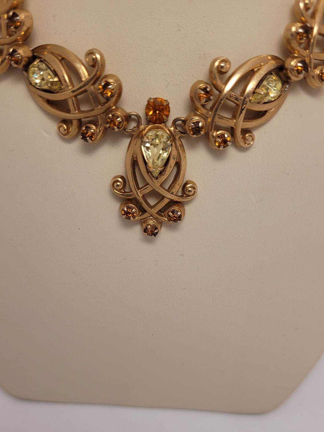 Vintage Regency style Necklace  yellow citrine orange stones